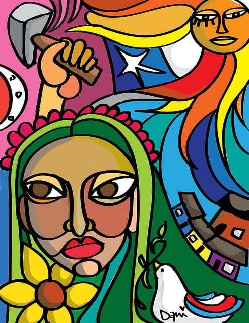 Mural Con Motivos Característicos De Las Brigadas Ramona Parra.Memoria Chilena.